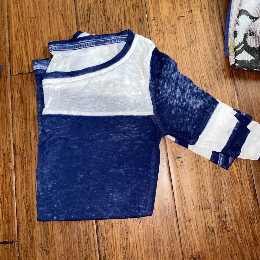 White and Blue Baseball Tee